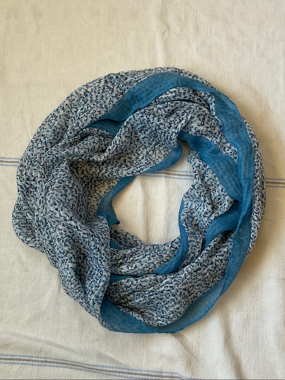 LOFT Blue Patterned Infinity Loop Scarf